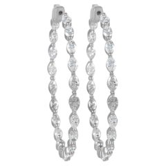 LB Exclusive 18K White Gold 4.78 Ct Diamond Hoop Earrings