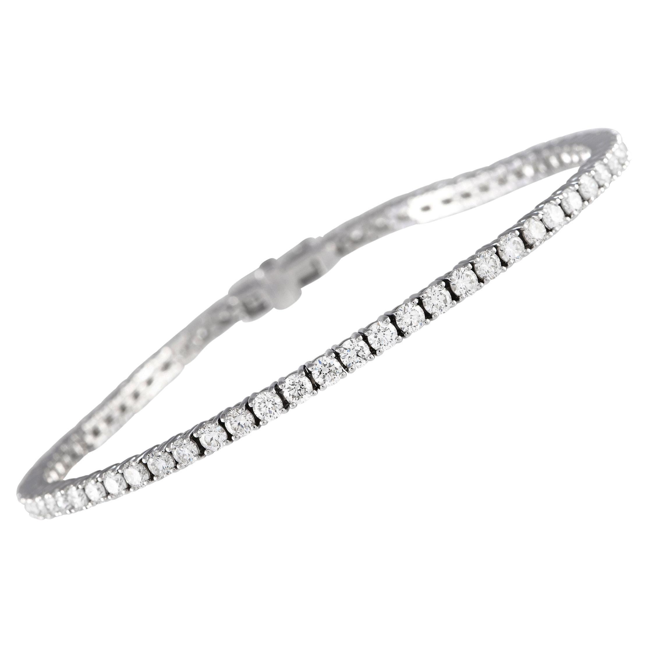 LB Exclusive Bracelet tennis en or blanc 18 carats avec diamants de 4,85 carats