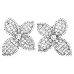 LB Exclusive Orecchini a fiore con diamanti in oro bianco 18 carati da 4,95 carati