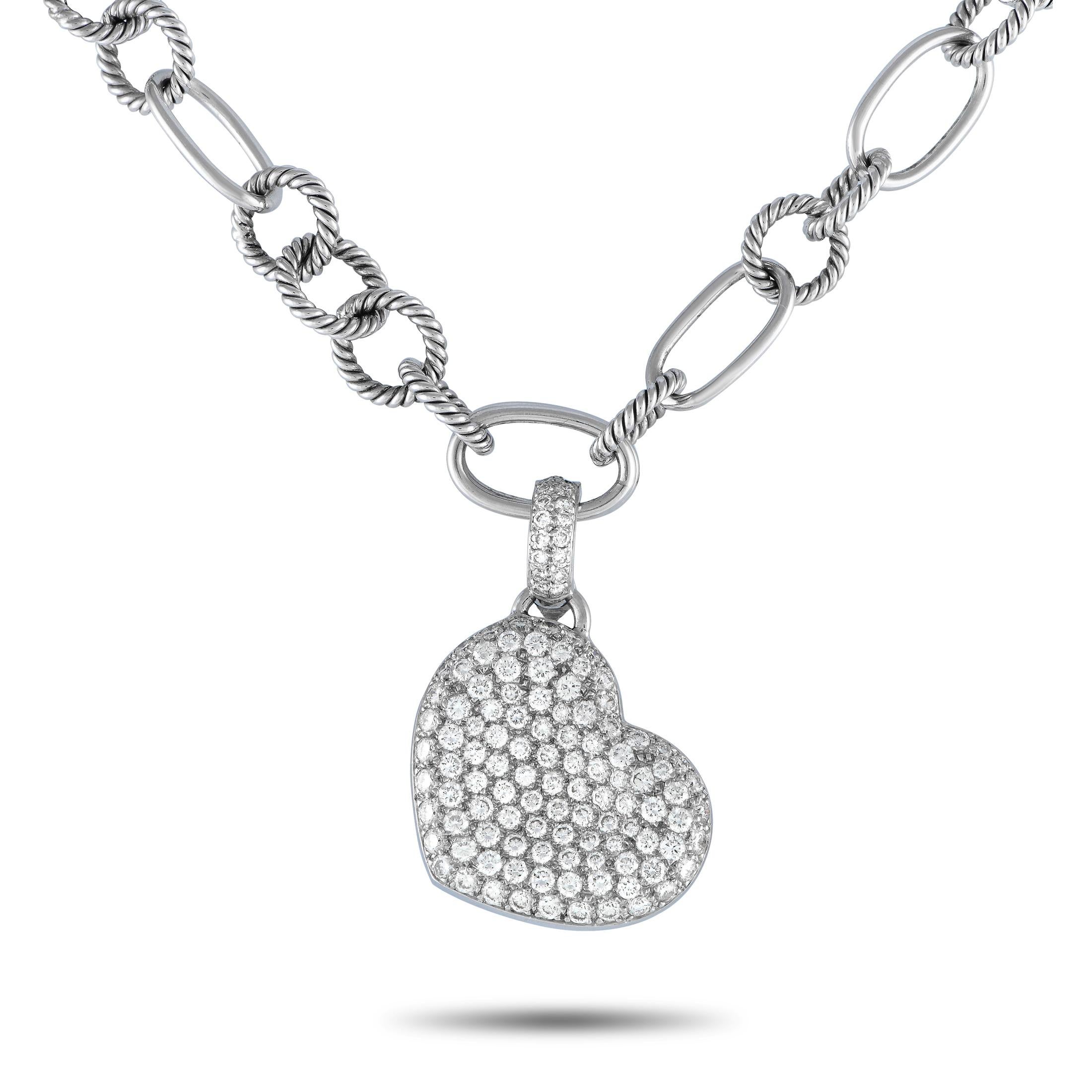 LB Exclusive 18k Weißgold 5,0 Karat Diamant Herz-Anhänger Halskette im Zustand „Hervorragend“ in Southampton, PA
