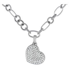 LB Exclusive 18k White Gold 5.0 Carat Diamond Heart Pendant Necklace