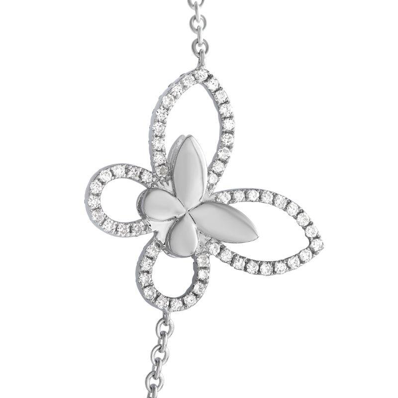LB Exclusive 18k White Gold 5.0 Carat Diamond Long Butterfly Necklace In New Condition For Sale In Southampton, PA