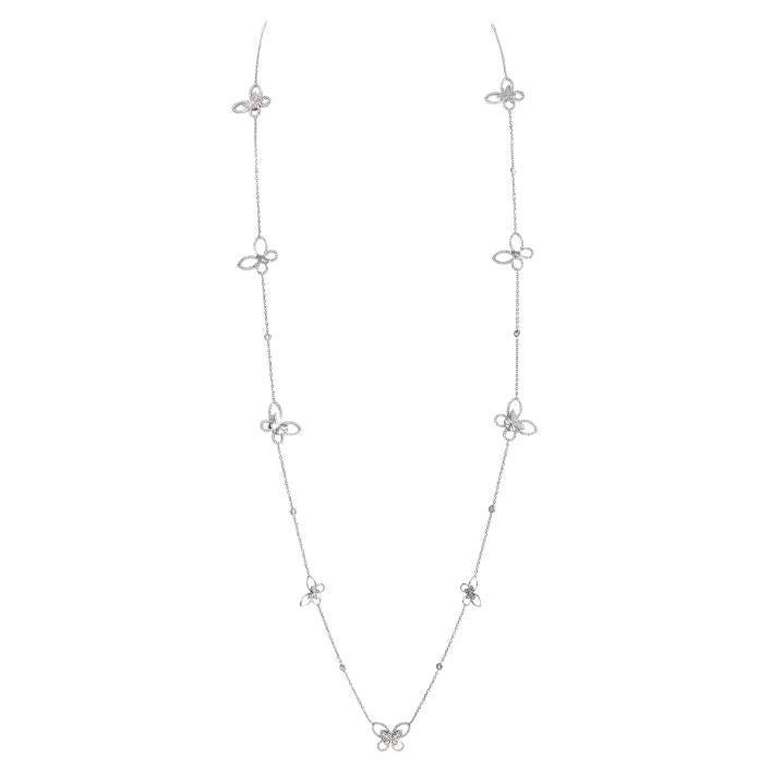 LB Exclusive 18k White Gold 5.0 Carat Diamond Long Butterfly Necklace