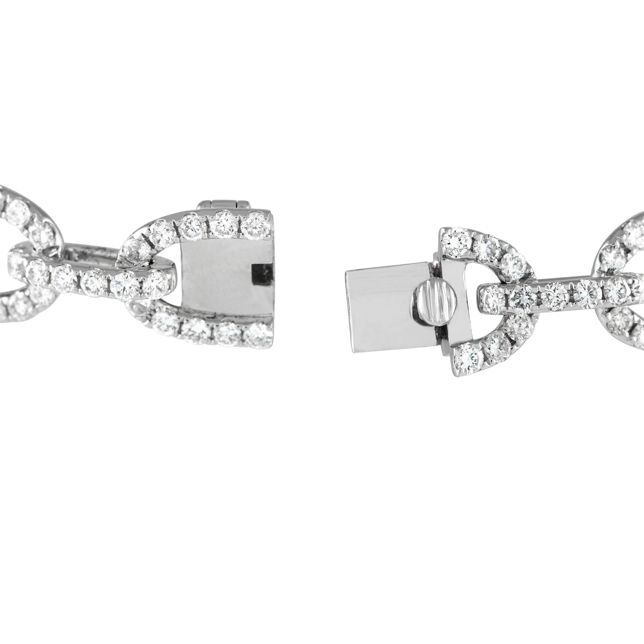 Taille ronde Bracelet à maillons ovales 5,10 carats en or blanc 18 carats en vente