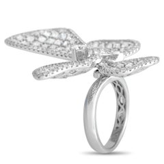18K White Gold 5.19ct Diamond Butterfly Statement Ring MF25-021424