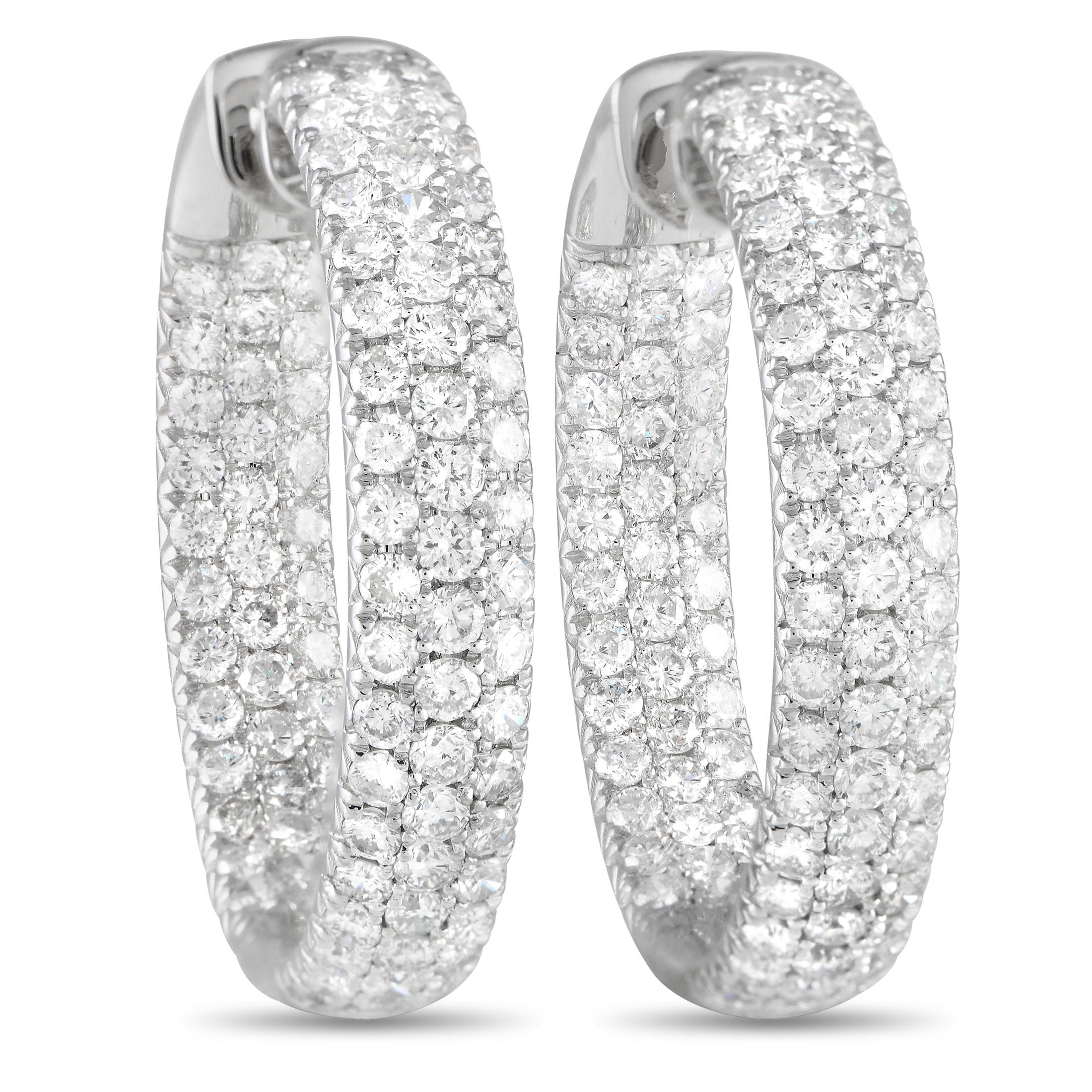 LB Exclusive 18K Weißgold 5,30ct Diamanten Inside-Out Hoop-Ohrringe im Zustand „Neu“ im Angebot in Southampton, PA