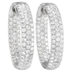 LB Exclusive 18K White Gold 5.30 Carat Diamond Inside-Out Hoop Earrings