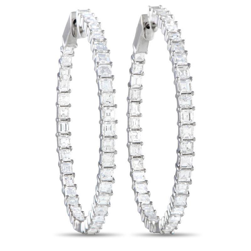 LB Exclusive 18k White Gold 5.60ct Diamond Inside-Out Hoop Earrings In Excellent Condition In Southampton, PA