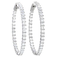 LB Exclusive 18k White Gold 5.60ct Diamond Inside-Out Hoop Earrings