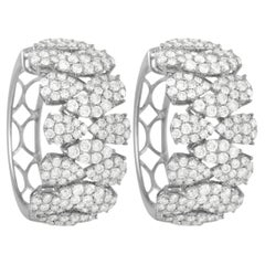 LB Exclusive 18K White Gold 5.97 Ct Diamond Hoop Earrings