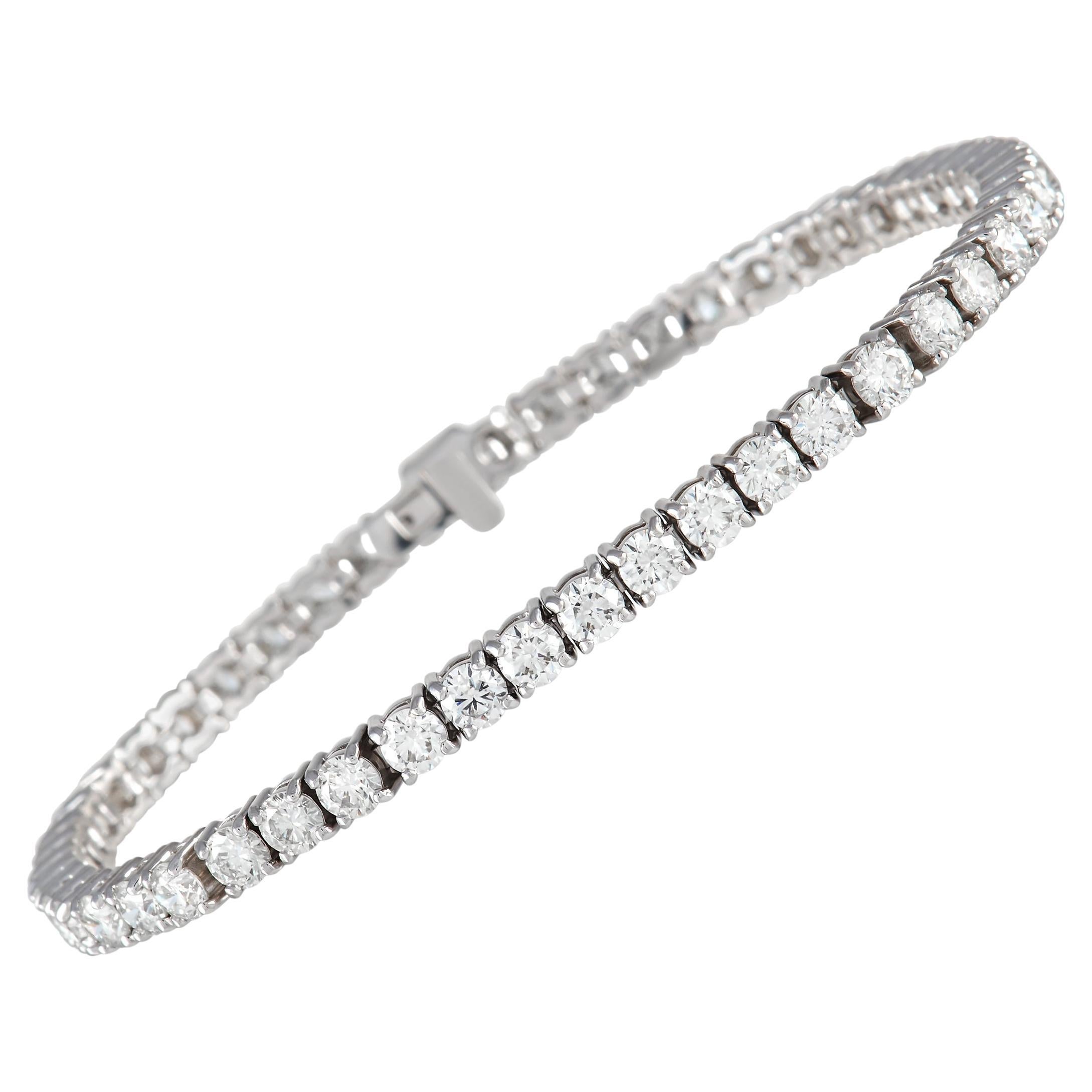 LB Exclusive 18K White Gold 7.96 Ct Diamond Tennis Bracelet For Sale at