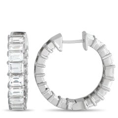 LB Exclusive 18k White Gold 6.18 Carat Diamond Hoop Earrings