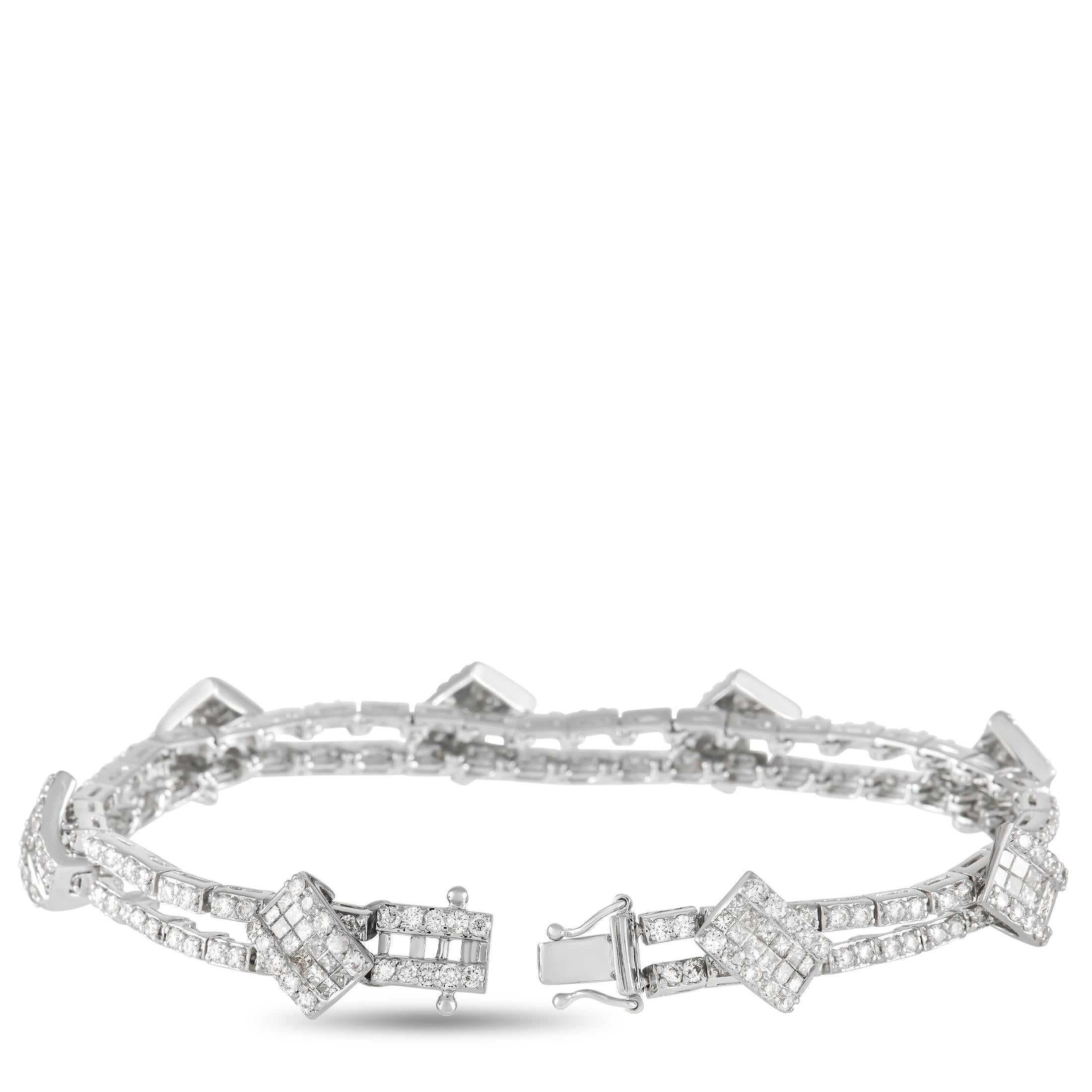 LB Exclusive 18K White Gold 6.50 ct Diamond Bracelet In Excellent Condition In Southampton, PA