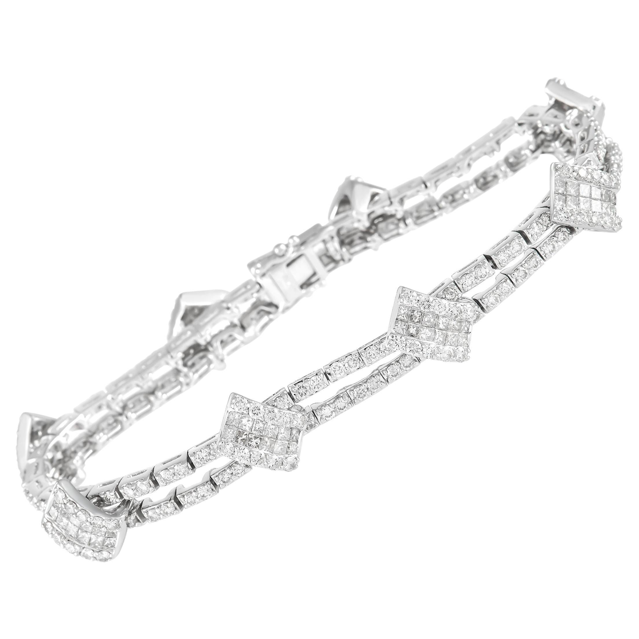 LB Exclusive 18K White Gold 6.50 ct Diamond Bracelet For Sale