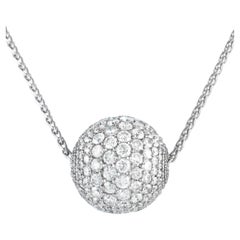 LB Exclusive 18K White Gold 6.96ct Diamond Ball Necklace