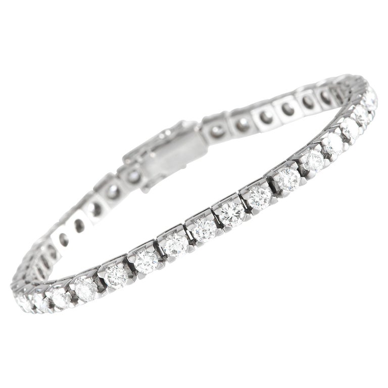 LB Exclusive 18k White Gold 7.75 Carat Diamond Tennis Bracelet For Sale