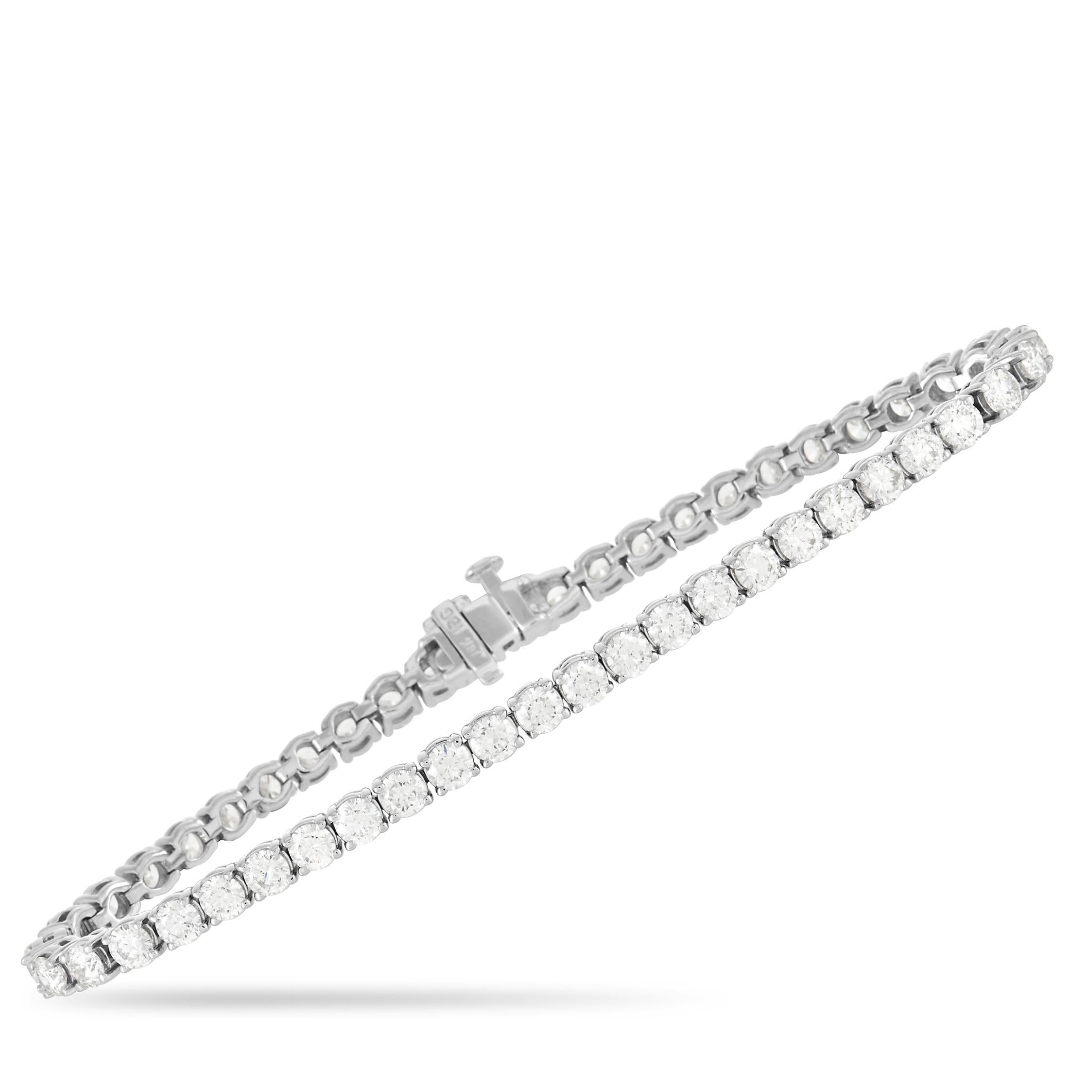 Round Cut LB Exclusive 18k White Gold 7.93 Ct Diamond Tennis Bracelet