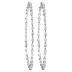 LB Exclusive 18K White Gold 8.40 Ct Diamond Hoop Earrings