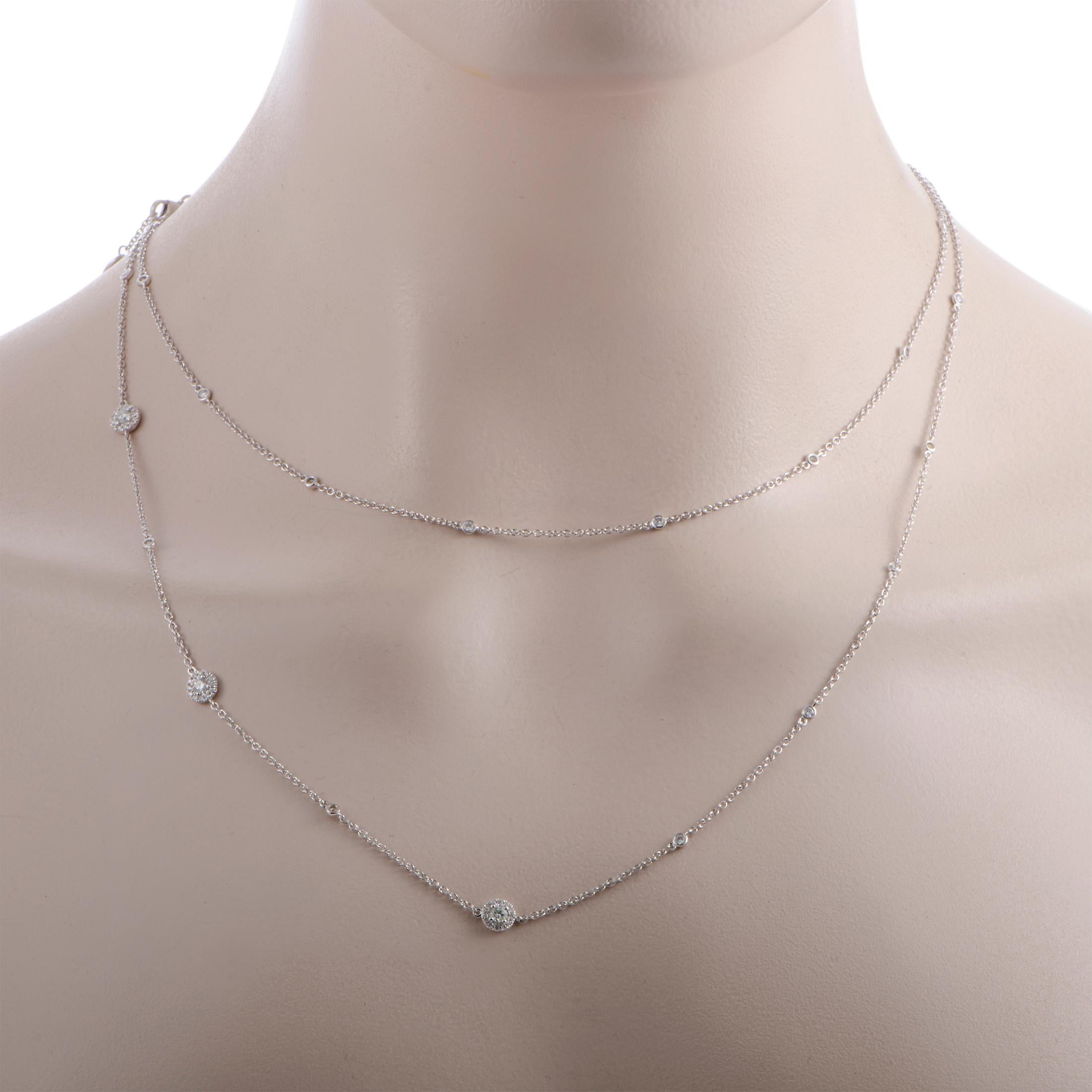 Women's LB Exclusive 18 Karat White Gold and Diamond 5 Circle Pendant Necklace