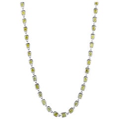 LB Exclusive 18 Karat White Gold and Yellow Diamond Long Necklace