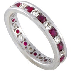 LB Exclusive 18 Karat White Gold Diamond and Ruby Ring
