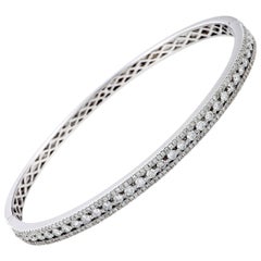 LB Exclusive 18 Karat White Gold Diamond Pave Bangle Bracelet