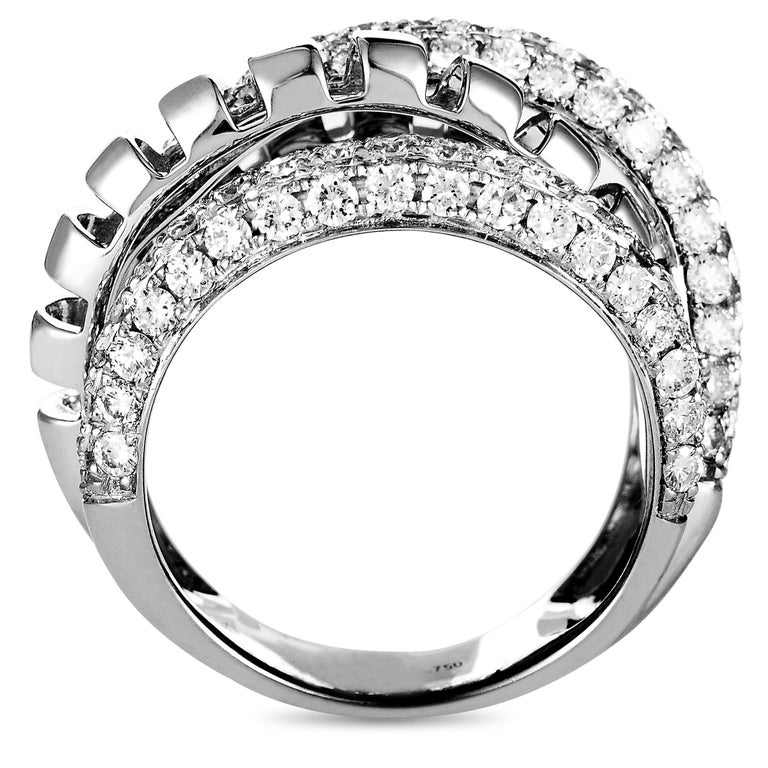 LB Exclusive 18 Karat White Gold Diamond Pave MultiBand Ring at 1stDibs