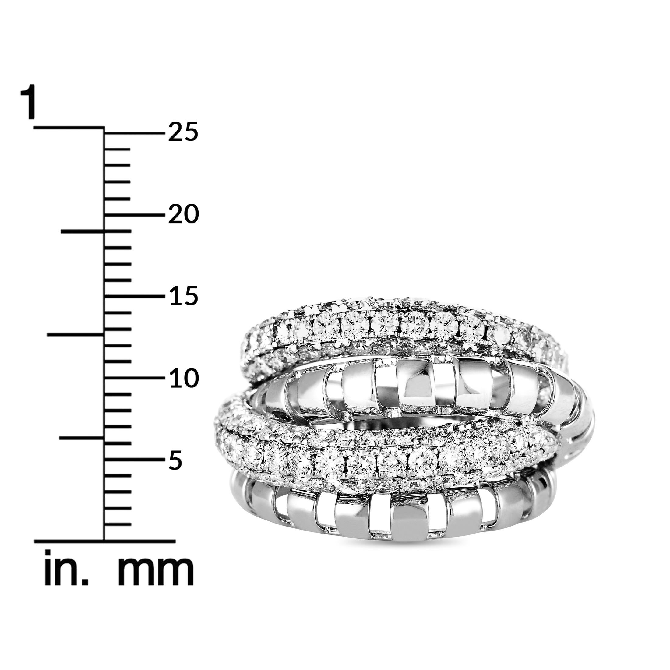 Women's LB Exclusive 18 Karat White Gold Diamond Pave Multi-Band Ring
