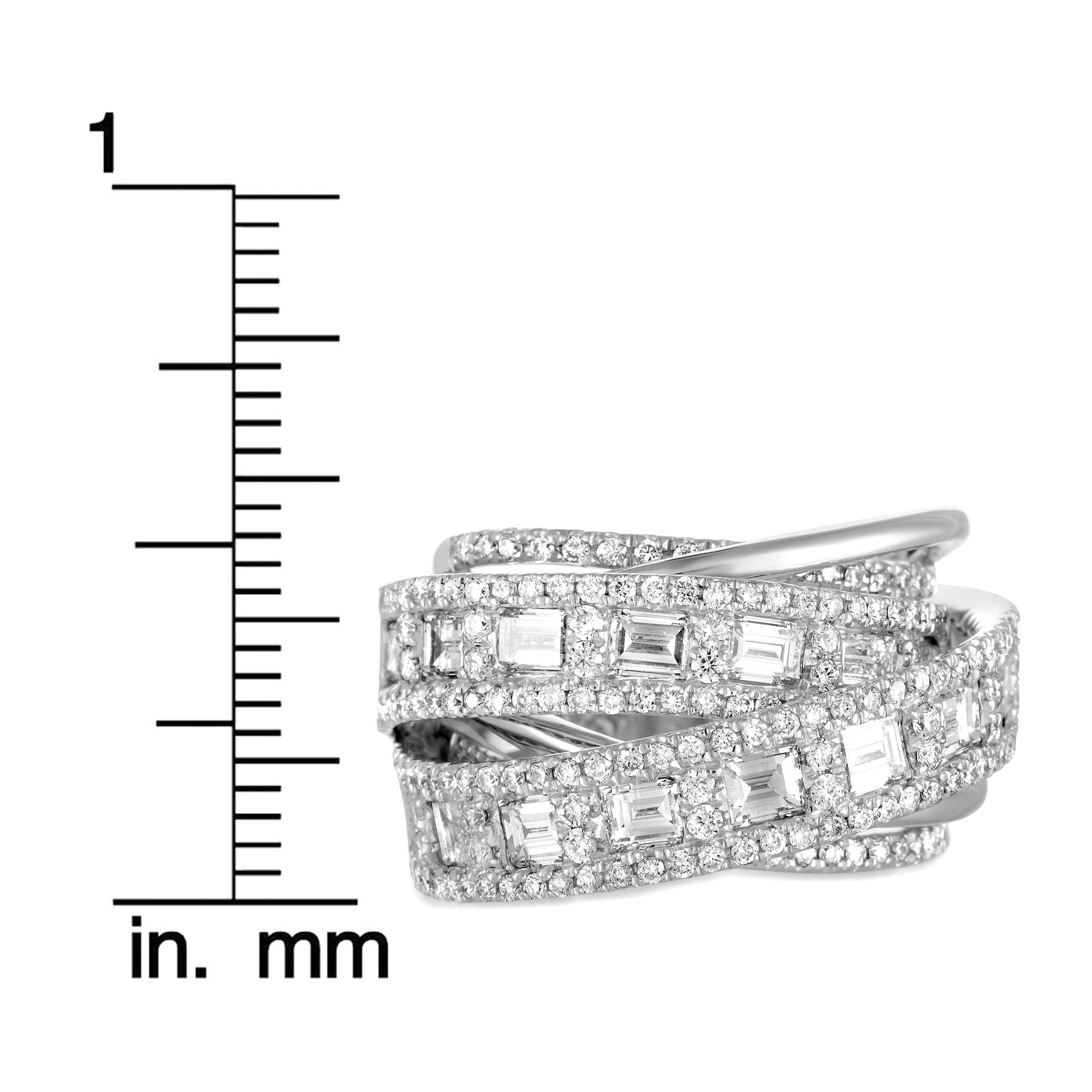 LB Exclusive 18 Karat White Gold Diamond Pave Multi-Band Ring 1