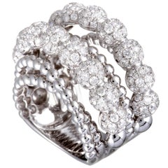 LB Exclusive 18 Karat White Gold Diamond Pave Multi Band Ring