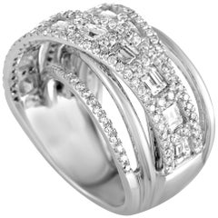 LB Exclusive 18 Karat White Gold Diamond Pave Multi-Band Ring