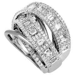 LB Exclusive 18 Karat White Gold Diamond Pave Multi-Band Ring