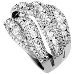 LB Exclusive 18 Karat White Gold Diamond Pave Multi-Band Ring