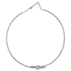 LB Exclusive 18 Karat White Gold Diamond Pave Omega Necklace