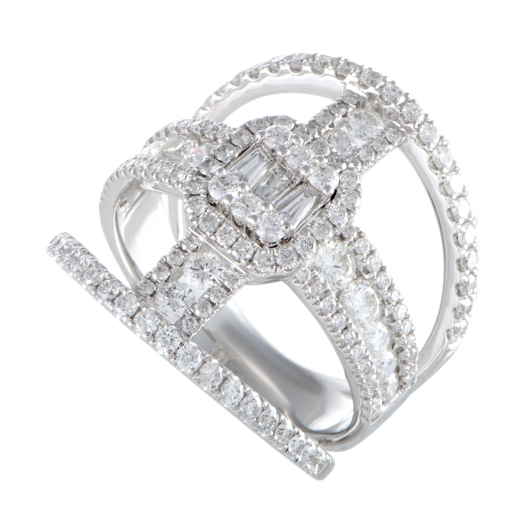 LB Exclusive 18 Karat White Gold Full, 1.68 Carat Diamond Pave Band Ring