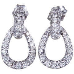 LB Exclusive 18 Karat Gold Full, .94 Carat Diamond Pave Teardrop Dangle Earrings
