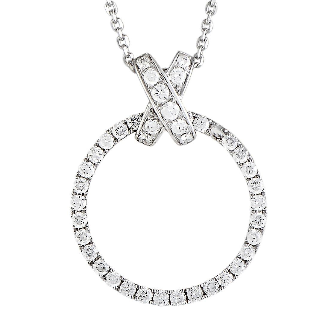 LB Exclusive 18 Karat White Gold Full Diamond, .79 Carat Pendant Necklace In New Condition In Southampton, PA