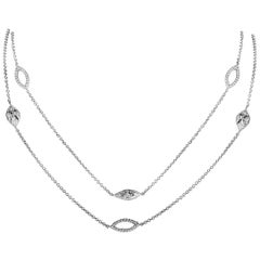 LB Exclusive 18 Karat White Gold Marquise Diamond Long Sautoir Necklace