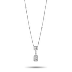 LB Exclusive 18 Karat White Gold Round and Square Diamond Necklace