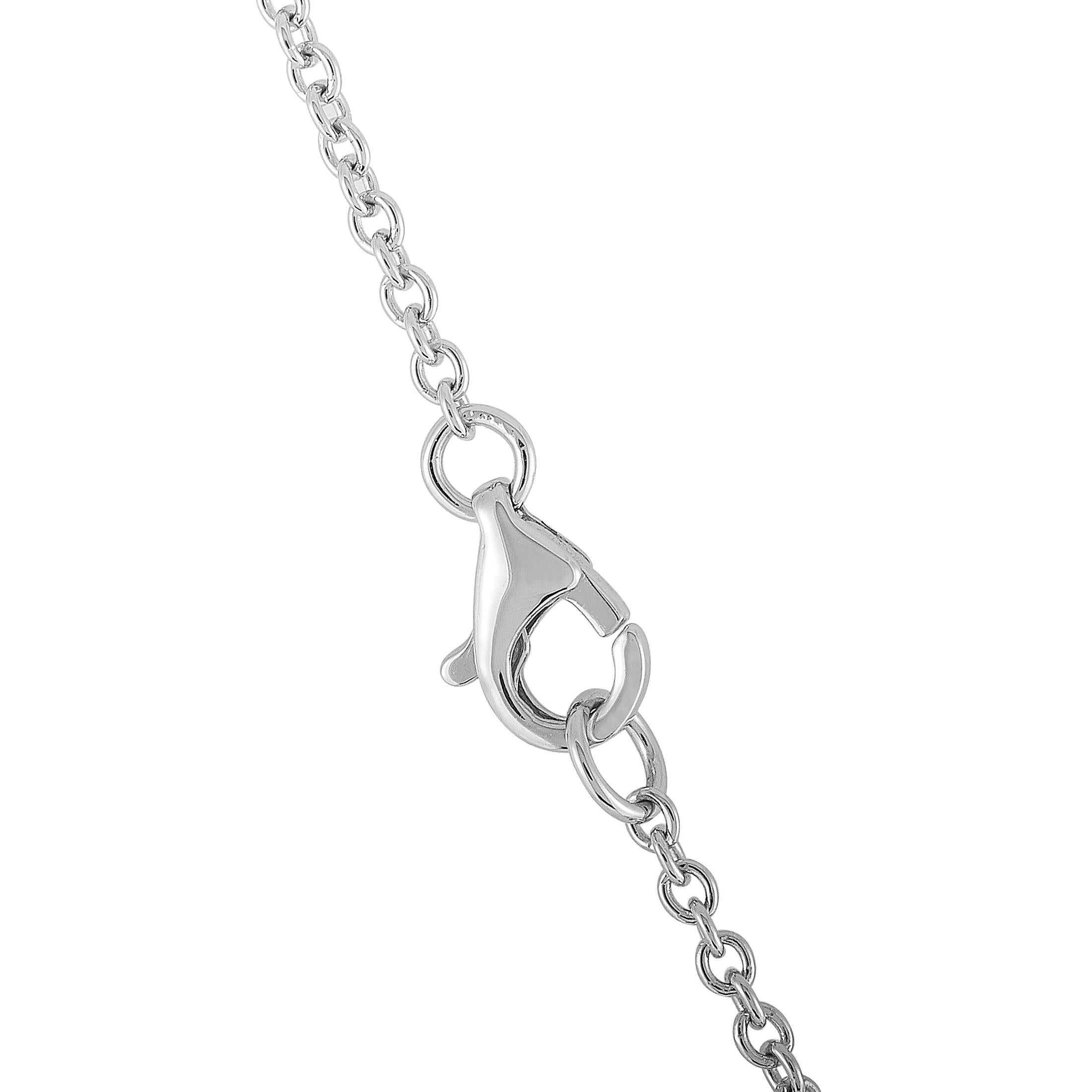 Women's LB Exclusive 18 Karat White Gold Round and Square Diamond Necklace