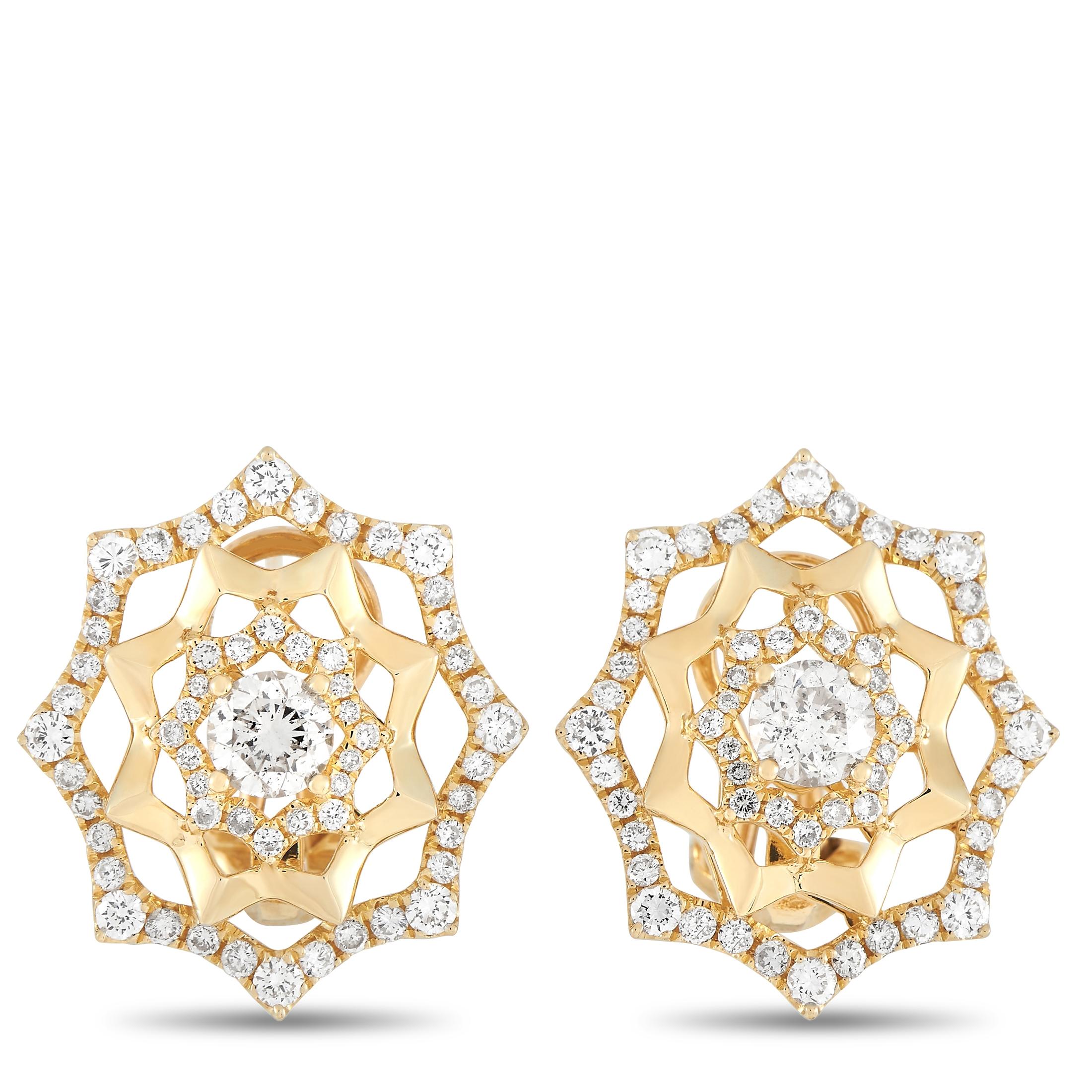 LB Exclusive 18k Yellow 2.40 Carat Diamond Earrings In New Condition For Sale In Southampton, PA