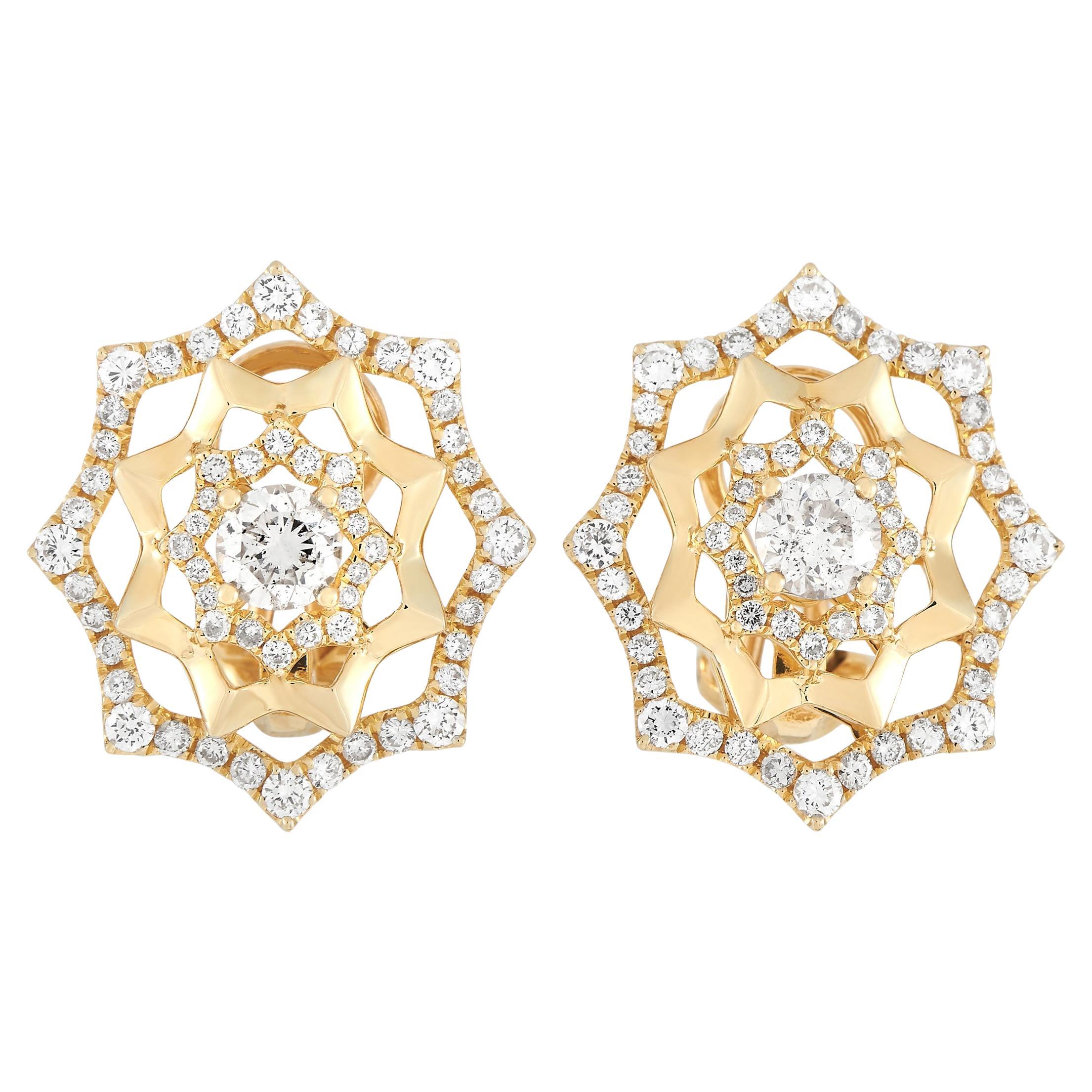 LB Exclusive 18k Yellow 2.40 Carat Diamond Earrings For Sale