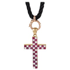 LB Exclusive 18K Yellow and Rose Gold 0.85 Ct Diamond and Ruby Cross Necklace LB Exclusive 18K Yellow and Rose Gold 0.85 Ct Diamond and Ruby Cross Necklace