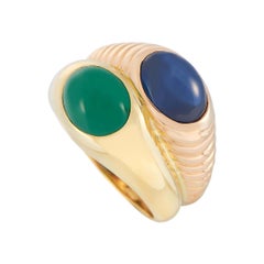 LB Exclusive 18K Yellow and Rose Gold Sapphire and Emerald Cabochon Ring LB Exclusive 18K Yellow and Rose Gold Sapphire and Emerald Cabochon Ring