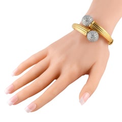 LB Exclusive 18K Yellow and White Gold 15.75ct Diamond Ball Bangle Bracelet