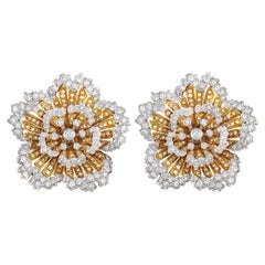 LB Exclusive 18K Yellow and White Gold 5.25 Ct Diamond Italian Clip-On Earrings