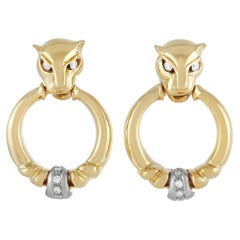 LB Exclusive 18K Yellow Gold 0.10 Ct Diamond Panther Earrings