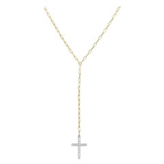 yellow diamond shaped sign with black cross LB Exclusive 18K Yellow Gold 0.18ct Diamond Cross Link Necklace NK01133