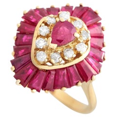 LB Exclusive 18K Yellow Gold 0.20 Ct Diamond and Ruby Ring