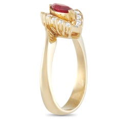 LB Exclusive 18K Yellow Gold 0.25 Ct Diamond and 0.42 Ct Ruby Ring